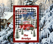 Load image into Gallery viewer, Red Christmas Truck Plaid Garden Flag, Personalized Garden Flag, Christmas Garden Flag, Family Gift, Custom Garden Flag, Christmas Decor