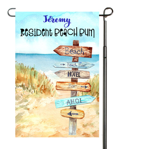 Beach Bum Garden Flag, Personalized, Garden Flag, Beach Garden Flag, Beach Gift, Beach Flag, Yard Decoration, Beach House Decor, Beach Lover