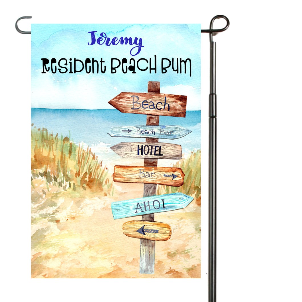 Beach Bum Garden Flag, Personalized, Garden Flag, Beach Garden Flag, Beach Gift, Beach Flag, Yard Decoration, Beach House Decor, Beach Lover