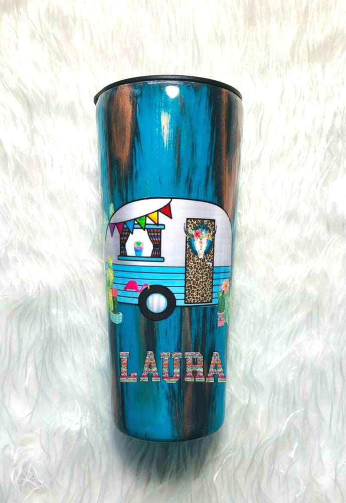Rust Patina Rustic Tumbler, Camper, Personalized with Name, Insulated, Custom Name Tumbler, Camping Gift, Shabby Chic, Travel Cup, 22 oz