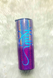 Holographic Glitter Personalized Tumbler, Purple, Insulated, Custom Name Tumbler, Linear Holographic Tumbler, Gift for Mom, Skinny 20 oz