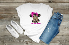 Load image into Gallery viewer, Breast Cancer Awareness Save the Udders Cow Sublimation Transfer, Pink, October, Ready to Press