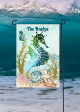 Load image into Gallery viewer, Seahorses Ocean Garden Flag, Personalized, Garden Flag, Name Garden Flag, Ocean Decor, Seahorse Flag, Yard Decor, Yard Decoration, Beach