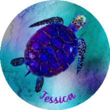 Load image into Gallery viewer, Sea Turtle Personalized Car Coasters Set of 2 - Customized - Beach, Ocean, Water - 2 Designs - Gift for Mom - Custom Gift - Auto Accessories