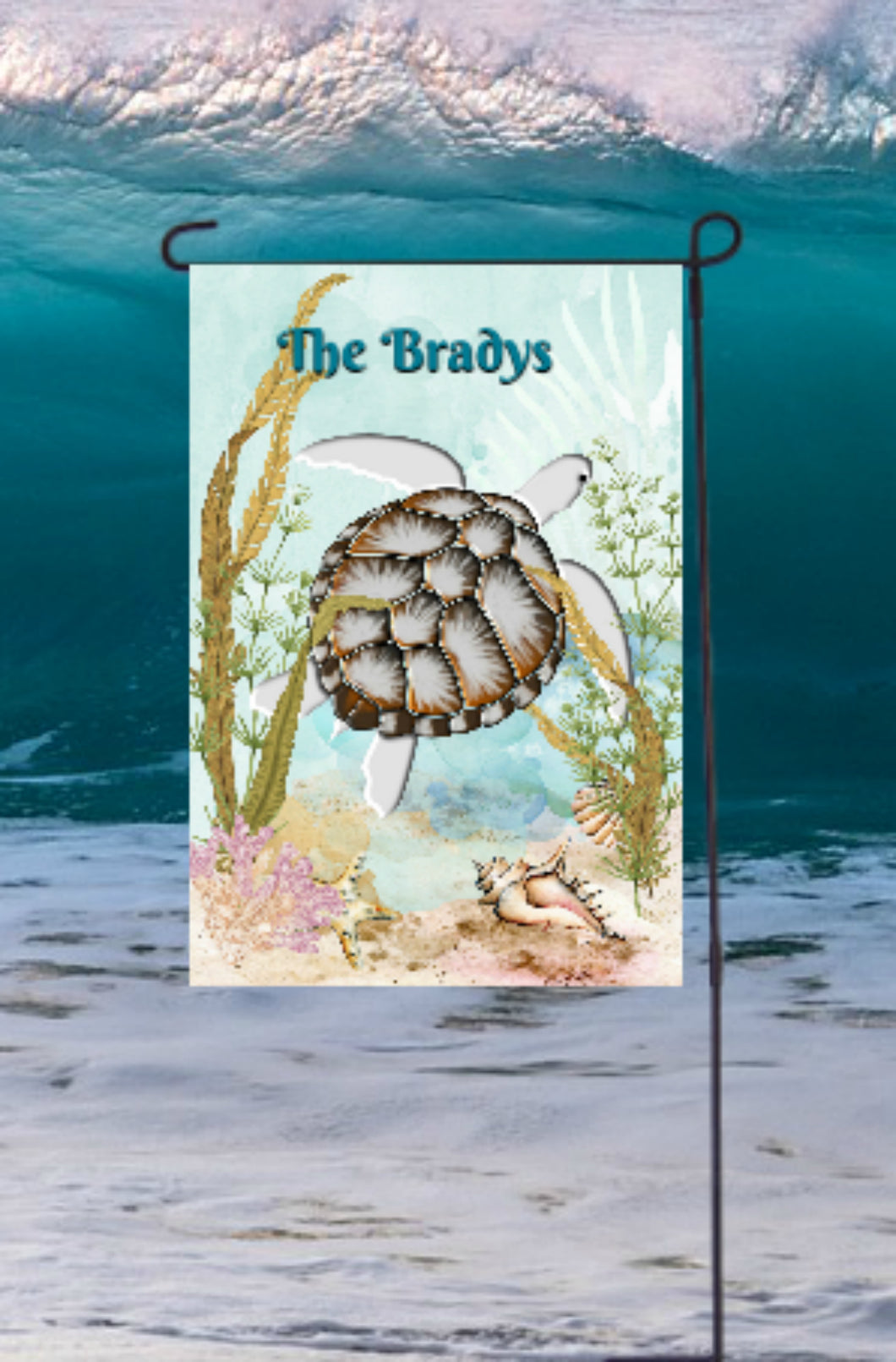 Albino Sea Turtle Garden Flag, Personalized, Garden Flag, Name Garden Flag, Sea Turtle Decor, Sea Turtle Flag, Yard Decor, Yard Decoration