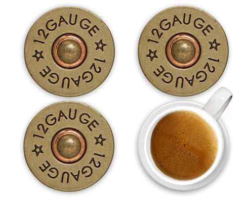 Shotgun Shell 12 Gauge Ceramic Coasters, Set of 4, Bullet Coaster, Coaster, Coasters for Men, Hunting Coaster, Couples Gift, Gift for Man