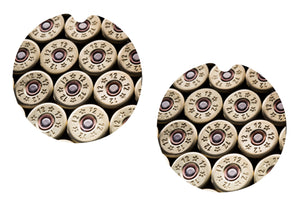 Shotgun Shells 12 Gauge Ceramic Car Coasters, Set of 2, Bullet Car Coaster, Sandstone Car Coaster, Car Coasters for Men, Hunting Coaster