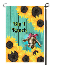 Load image into Gallery viewer, Goat Sunflower Garden Flag, Personalized, Flag, Name Garden Flag, Goat Decor, Goat Flag, Goats, Farm, Goat Gift, Yard Decoration, Ranch