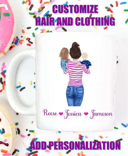Personalized Mom with Kids Mug, Custom Mother's Day Mug, Custom Mom Mug, Mother Mug, Gift for Mom, Mom Gift, Mom and Kids Mug, Best Mom