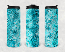 Load image into Gallery viewer, Teal Oils and Water Personalized Vinyl Wrap Epoxy Tumbler, Teal Swirl, Mom Gift, Travel Cup, Name Tumbler, Custom Tumbler, Oil Slick, 17 oz