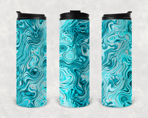 Teal Oils and Water Personalized Vinyl Wrap Epoxy Tumbler, Teal Swirl, Mom Gift, Travel Cup, Name Tumbler, Custom Tumbler, Oil Slick, 17 oz