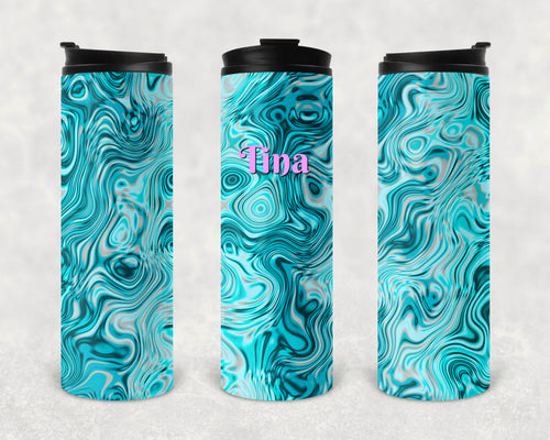 Teal Oils and Water Personalized Vinyl Wrap Epoxy Tumbler, Teal Swirl, Mom Gift, Travel Cup, Name Tumbler, Custom Tumbler, Oil Slick, 17 oz