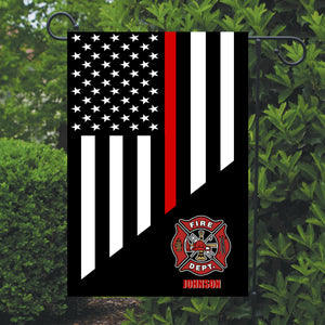 Firefighter Thin Red Line Garden Flag, Personalized, Garden Flag, Name Garden Flag, Firefighter Decor, Yard Decoration, Gift for Man