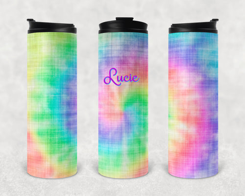 Tie Dye Personalized Vinyl Wrap Epoxy Tumbler, Retro, Hippie Gift, Tie Dye Tumbler, Mom Gift, Travel Cup, Custom Tumbler, Rainbow, 17 oz