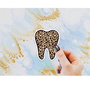 Leopard Tooth Sticker, Tooth Laptop Sticker, Water Bottle Sticker, Cheetah Tooth Sticker, Tumbler Sticker, Dental Assistant Sticker, Dentist