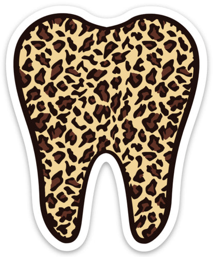 Leopard Tooth Sticker, Tooth Laptop Sticker, Water Bottle Sticker, Cheetah Tooth Sticker, Tumbler Sticker, Dental Assistant Sticker, Dentist