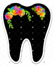 Load image into Gallery viewer, Rose Tooth Sticker, Tooth Laptop Sticker, Water Bottle Sticker, Teeth Sticker, Tumbler Sticker, Dental Assistant Sticker, Dentist