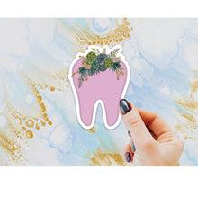 Load image into Gallery viewer, Tooth Succulent Sticker, Tooth Laptop Sticker, Water Bottle Sticker, Tooth Sticker, Tumbler Sticker, Dental Assistant Sticker, Dentist Gift