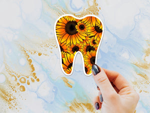 Sunflower Tooth Sticker, Tooth Laptop Sticker, Water Bottle Sticker, Teeth Sticker, Tumbler Sticker, Dental Assistant Sticker, Dentist