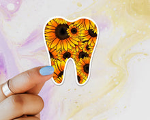 Load image into Gallery viewer, Sunflower Tooth Sticker, Tooth Laptop Sticker, Water Bottle Sticker, Teeth Sticker, Tumbler Sticker, Dental Assistant Sticker, Dentist