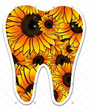 Load image into Gallery viewer, Sunflower Tooth Sticker, Tooth Laptop Sticker, Water Bottle Sticker, Teeth Sticker, Tumbler Sticker, Dental Assistant Sticker, Dentist