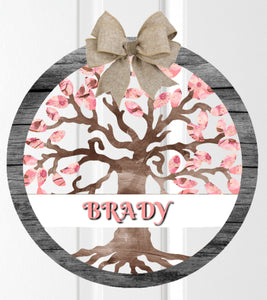 Spring Tree of Life Door Hanger - Personalized, Name Door Hanger, Family Gift, Custom Door Hanger, Wedding Gift, Front Door Hanger, Spring