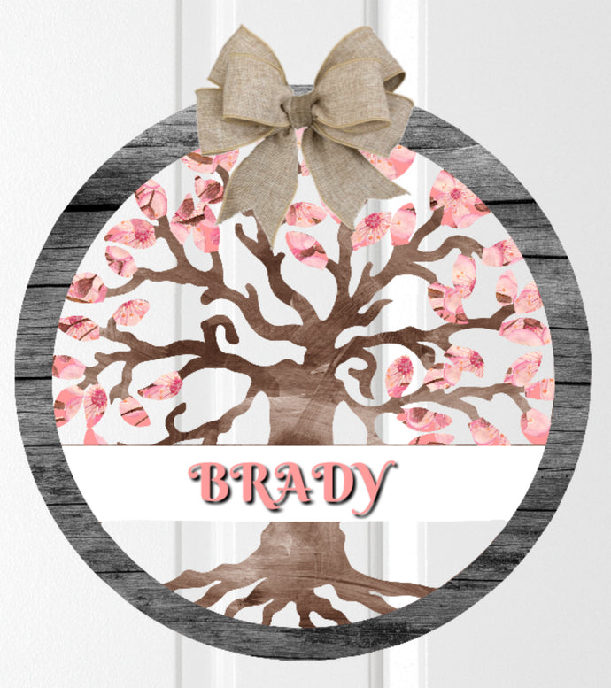 Spring Tree of Life Door Hanger - Personalized, Name Door Hanger, Family Gift, Custom Door Hanger, Wedding Gift, Front Door Hanger, Spring