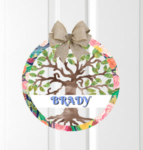 Summer Tree of Life Door Hanger - Personalized, Name Door Hanger, Family Gift, Custom Door Hanger, Wedding Gift, Front Door Hanger, Summer