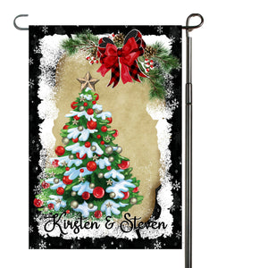 Snowflakes Christmas Tree Garden Flag, Personalized Garden Flag, Christmas Garden Flag, Family Gift, Custom Garden Flag, Christmas Decor