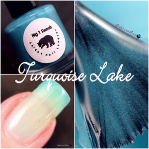 Turquoise Color Changing and Glow Nail Polish - Mood Nail Polish - Thermal Nail Lacquer, Turquoise to Clear, "Turquoise Lake", Free Shipping