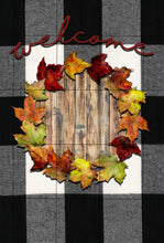 Load image into Gallery viewer, White Buffalo Plaid Leaves Monogram Garden Flag, Personalized, Fall Garden Flag, Autumn Garden Flag, Custom Garden Flag, Name Garden Flag