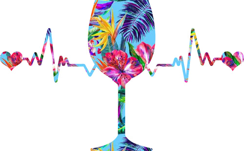 Wine Glass Heartbeat Decal Sticker, Wine Sticker, Wine Gift, Gift for Wine Lover, Wine Glass Sticker, Alcohol, Window, Laptop, Tumbler