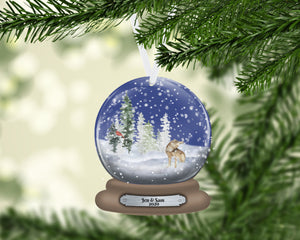 Wolf Snow Globe Christmas Ornament, Personalized Ornament, Custom Christmas Holiday, Name Ornament, Gift for Dad, Man Gift, Man Christmas
