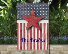 Load image into Gallery viewer, Patriotic Garden Flag Personalized, Stars and Stripes Garden Flag, Red White and Blue Flag, Holiday Yard Flag, American Flag Decor